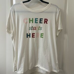 Maurices White Short Sleeve Tee with Multicolor 'Cheer Starts Here' Graphic